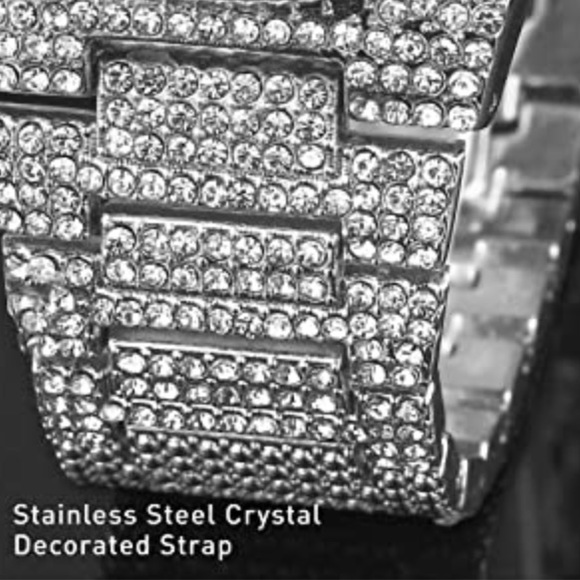 Unisex Crystal Watch Bling Stainless Steel Quartz - Picture 6 of 12
